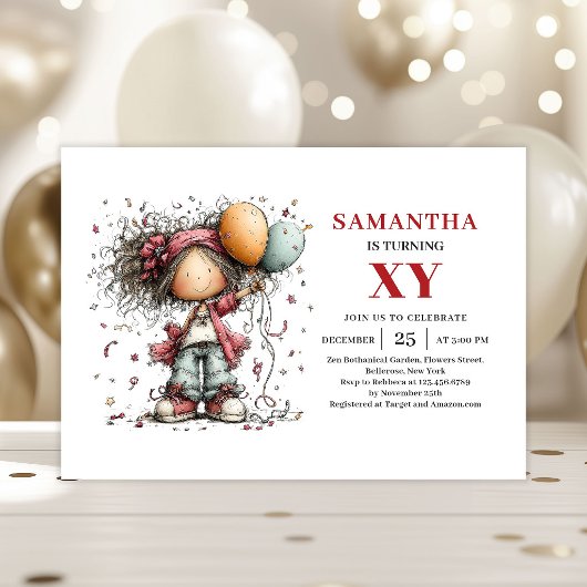 Unique Girl Birthday Invitation Trendy Party Ideas 招待状