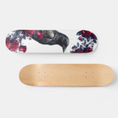 Unique Girly Black Raven & Red Roses Skate Deck スケートボード (横)