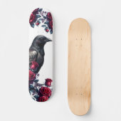 Unique Girly Black Raven & Red Roses Skate Deck スケートボード (正面)