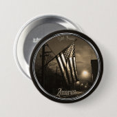 Unique God Bless America Flag at Night in the City 缶バッジ (正面&裏面)