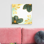 Unique Green Floral Wall Art with Gold Accents キャンバスプリント (インサイチュ (リビング))
