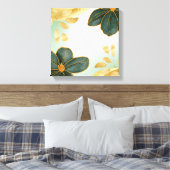 Unique Green Floral Wall Art with Gold Accents キャンバスプリント (インサイチュ (寝室))