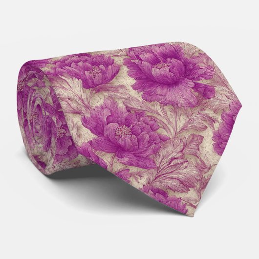 Unique Groomsmen Gift Peonies Flower ネクタイ (ロール)