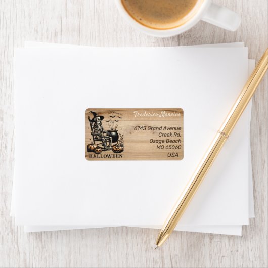 Unique Halloween theme skeleton custom address ラベル (インサイチュ)