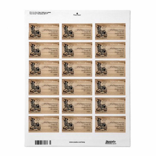 Unique Halloween theme skeleton custom address ラベル (フルシート)