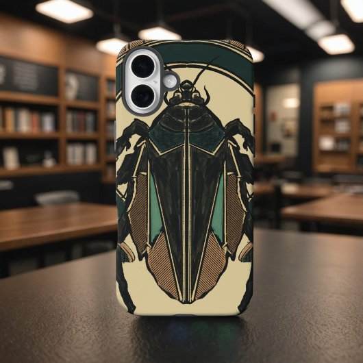 Unique Hand Drawn Cockroach Bold Deco Brown Teal Case-Mate iPhoneケース