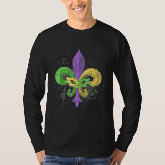 Unique Hand Drawn Fluer De Lis Mardi Gras Carnival Tシャツ (正面)