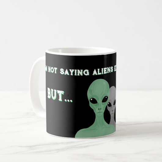 Unique Hand Drawn Multi Coloured Aliens  コーヒーマグカップ (正面左)