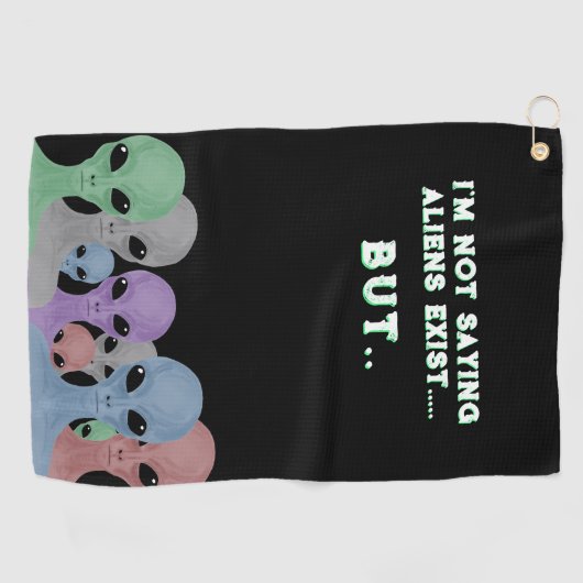 Unique Hand Drawn Multi Coloured Aliens ゴルフタオル (横)