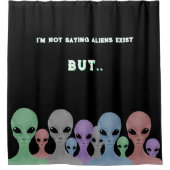 Unique Hand Drawn Multi Coloured Aliens シャワーカーテン (正面)
