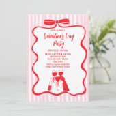 Unique Hand Drawn Pink Red Galentine's Day Party 招待状 (スタンド正面)