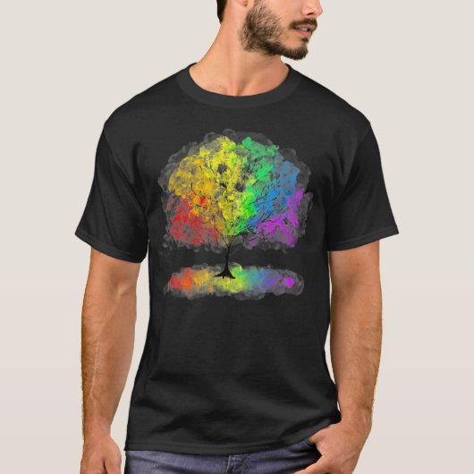 Unique Hand Drawn Rainbow Tree Colorful Apparel Ga Tシャツ (正面)