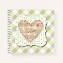 Unique heart shap with shadow effect Green pattern ノートブック