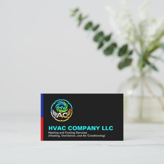 Unique Heating & Cooling Logo | Black HVAC Company 名刺 (スタンド正面)
