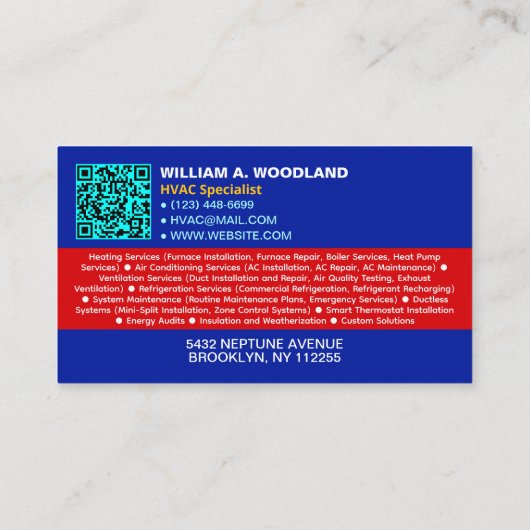 Unique Heating & Cooling Logo | Black HVAC Company 名刺 (裏面)