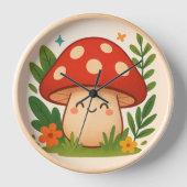 Unique Illustrated Mushroom Home Decor Clock 壁時計 (正面)