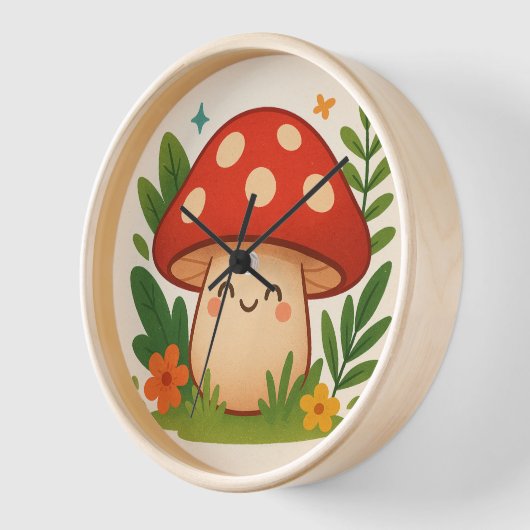 Unique Illustrated Mushroom Home Decor Clock 壁時計 (傾斜)