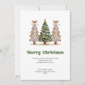 Unique Leopard Gold Watercolor Christmas Tree Card シーズンカード (正面)