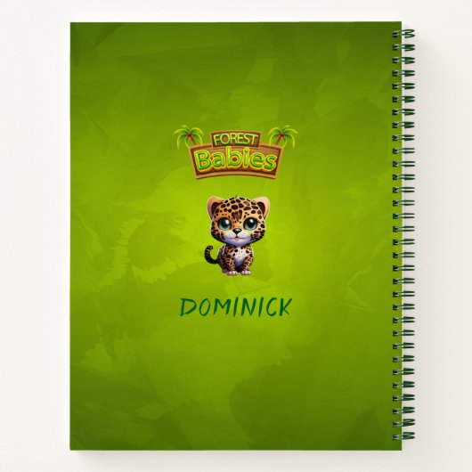 Unique Leopard  Whimsical Kitty Character Cat 🐆 ノートブック (裏面)