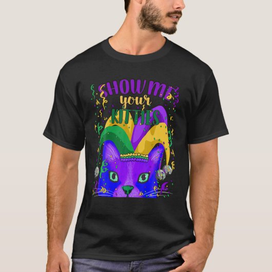 Unique Mardi Gras Party, Fat Tuesday, Cat Graphic Tシャツ (正面)