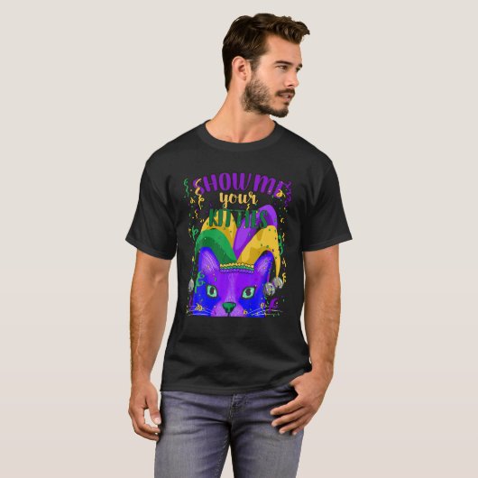 Unique Mardi Gras Party, Fat Tuesday, Cat Graphic Tシャツ (正面フル)