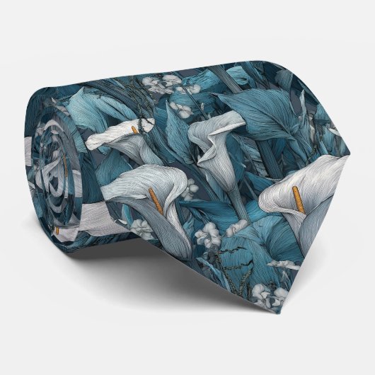 Unique Mens Accessories Calla Lilies Flower ネクタイ (ロール)