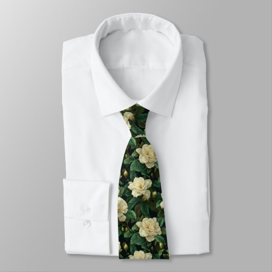 Unique Mens Accessories Gardenias Floral ネクタイ (タイ)