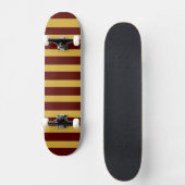 Unique Metallic Gold Maroon Striped Skateboard スケートボード (正面)