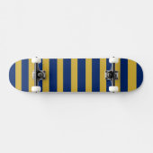 Unique Metallic Gold Navy Striped Skateboard スケートボード (横)