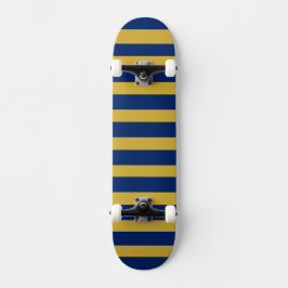 Unique Metallic Gold Navy Striped Skateboard スケートボード