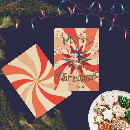 Unique Mid Century Modern Atomic Art Family Photo 招待状