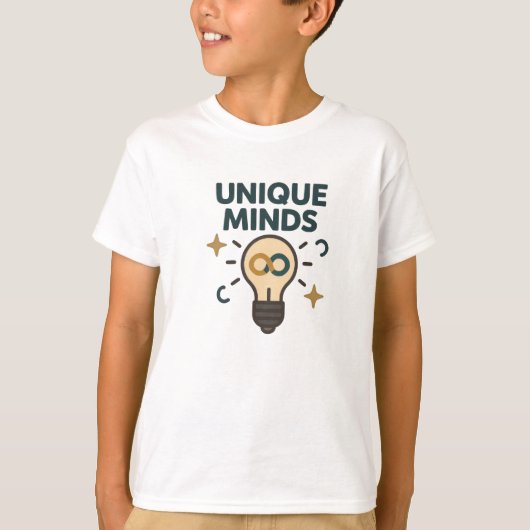 Unique Minds ニューロダイバーシティ 電球 Tシャツ (正面)