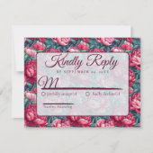 Unique Minimal Peonies Autumn Wedding  出欠カード (正面)