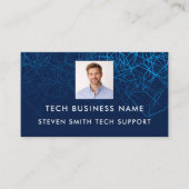 Unique Modern Blue Photo QR Code Tech Professional 名刺 (正面)