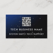 Unique Modern Blue Pixel QR Code Tech Business 名刺 (正面)
