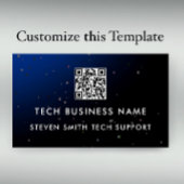 Unique Modern Blue Pixel QR Code Tech Business 名刺