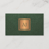 Unique modern bold monogram QR code gold green 名刺 (正面)