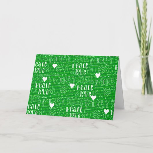 Unique Modern Festive Christmas Script Green シーズンカード (正面)