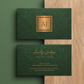 Unique modern monogram professional gold green 名刺