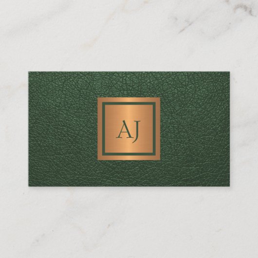 Unique modern monogram professional gold green 名刺 (正面)