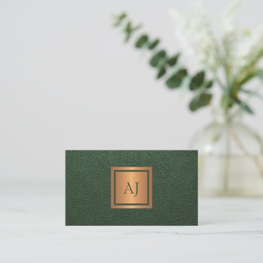 Unique modern monogram professional gold green 名刺 (スタンド正面)