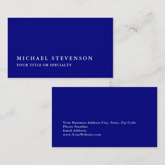 Unique Modern Navy Blue Minimalist Plain 名刺 (正面/裏面)