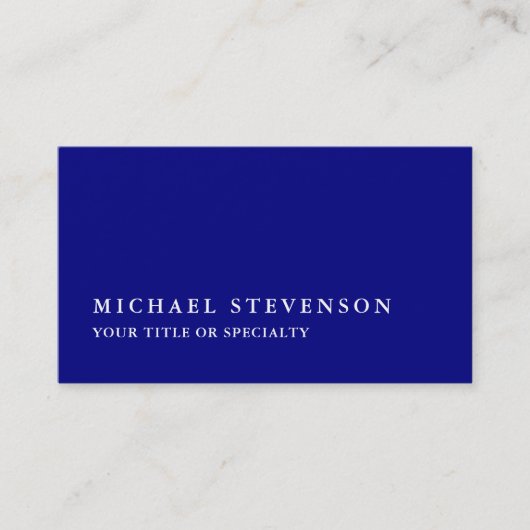 Unique Modern Navy Blue Minimalist Plain 名刺 (正面)