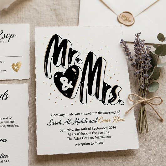 Unique Mr and Mrs Marriage Keepsake セルフインキングスタンプ