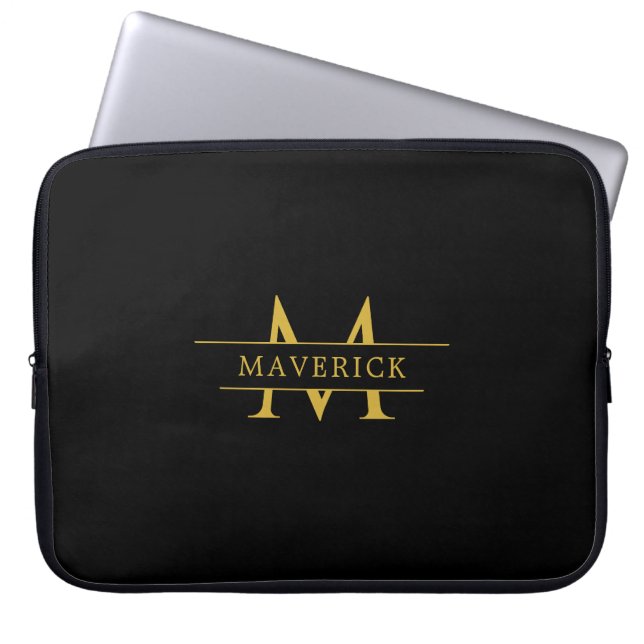 Unique Name Laptop Cover Featuring Modern Monogram ラップトップスリーブ (正面)
