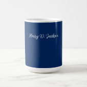 Unique Navy Blue Classical Handwriting Plain コーヒーマグカップ (中央)