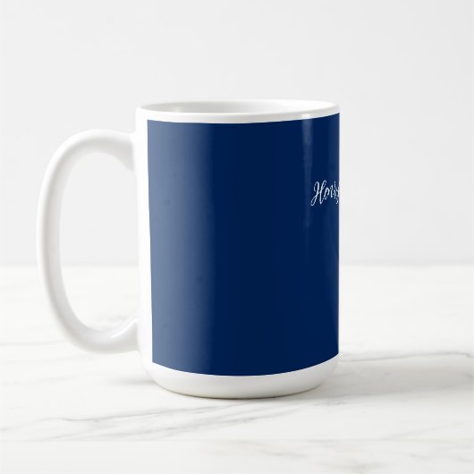 Unique Navy Blue Classical Handwriting Plain コーヒーマグカップ (左)