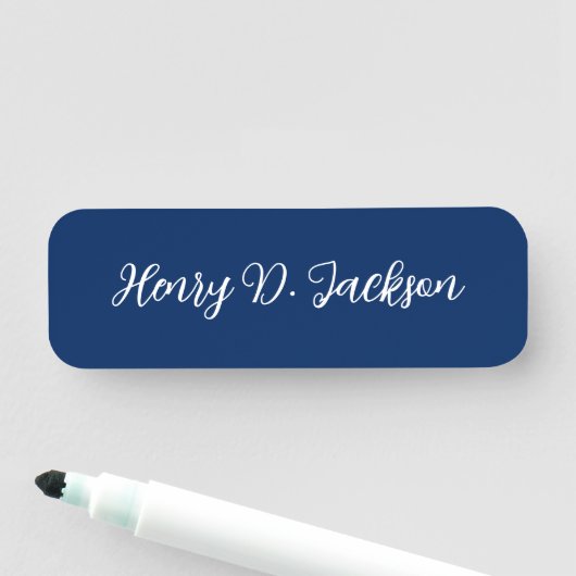 Unique Navy Blue Classical Handwriting Plain 名札 (インサイチュ)