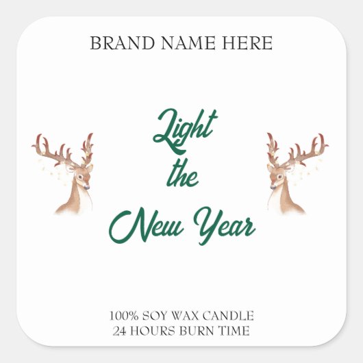 Unique New Year Candle Label – Add Your Brand Logo スクエアシール (正面)