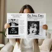 Unique Newspaper Big Sister Pregnancy Announcement カード